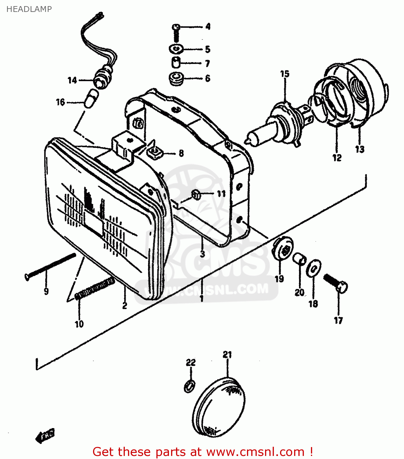 HEADLAMP DR600SU 1985 (F) GERMANY (E22)