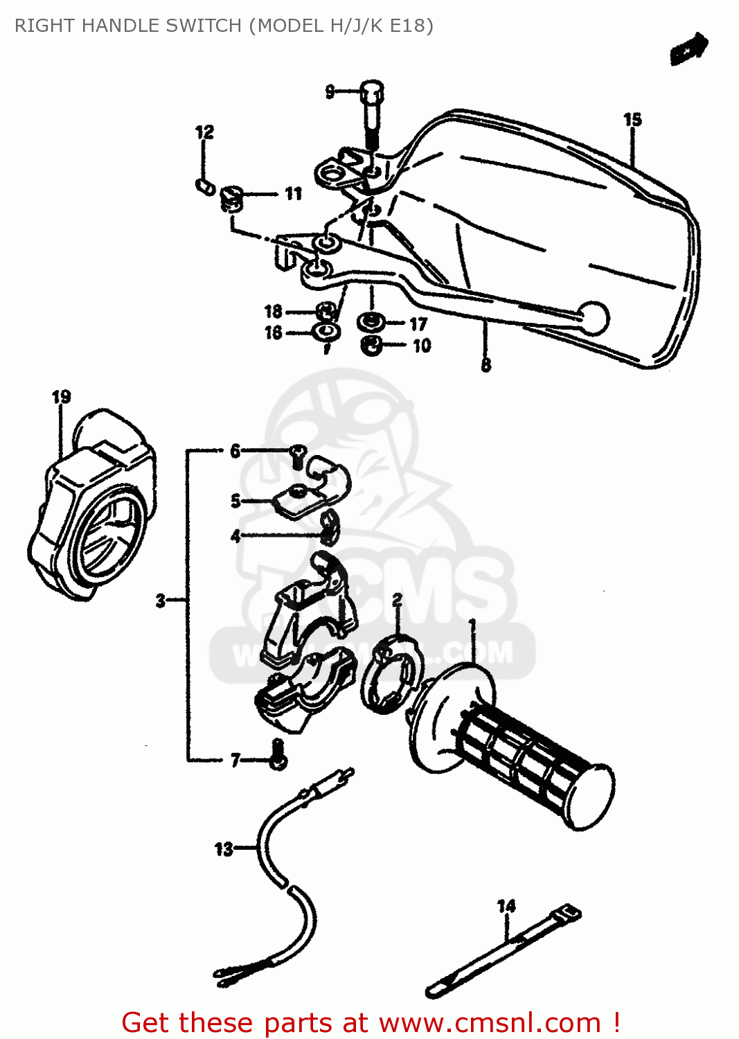 RIGHT HANDLE SWITCH (MODEL H/J/K E18) DR600SU 1987 (H) GERMANY (E22)