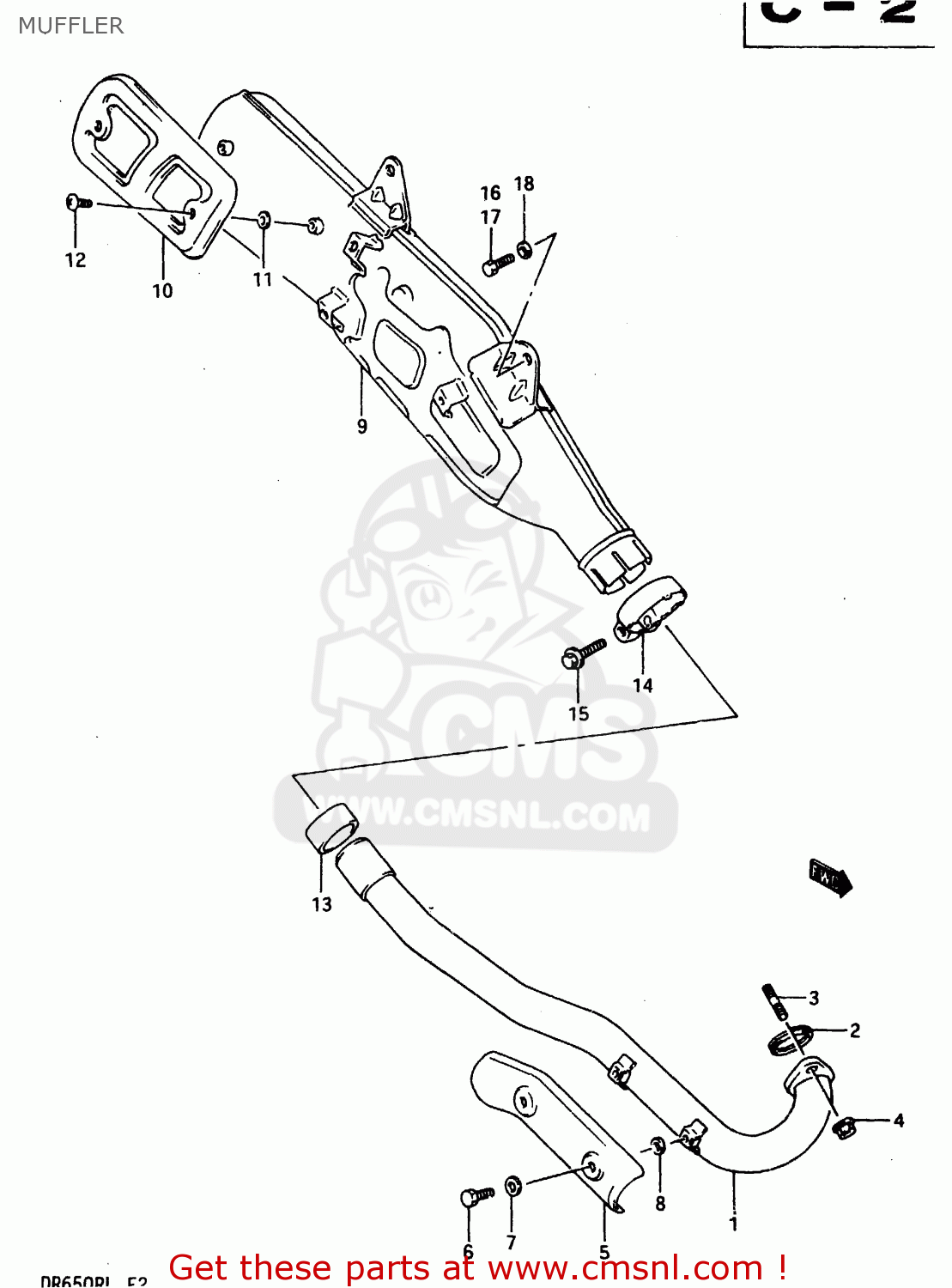 MUFFLER DR650R 1990 (L) (E2 E4 E15 E16 E17 E18 E21 E22 E24 E25 E34 E39 E