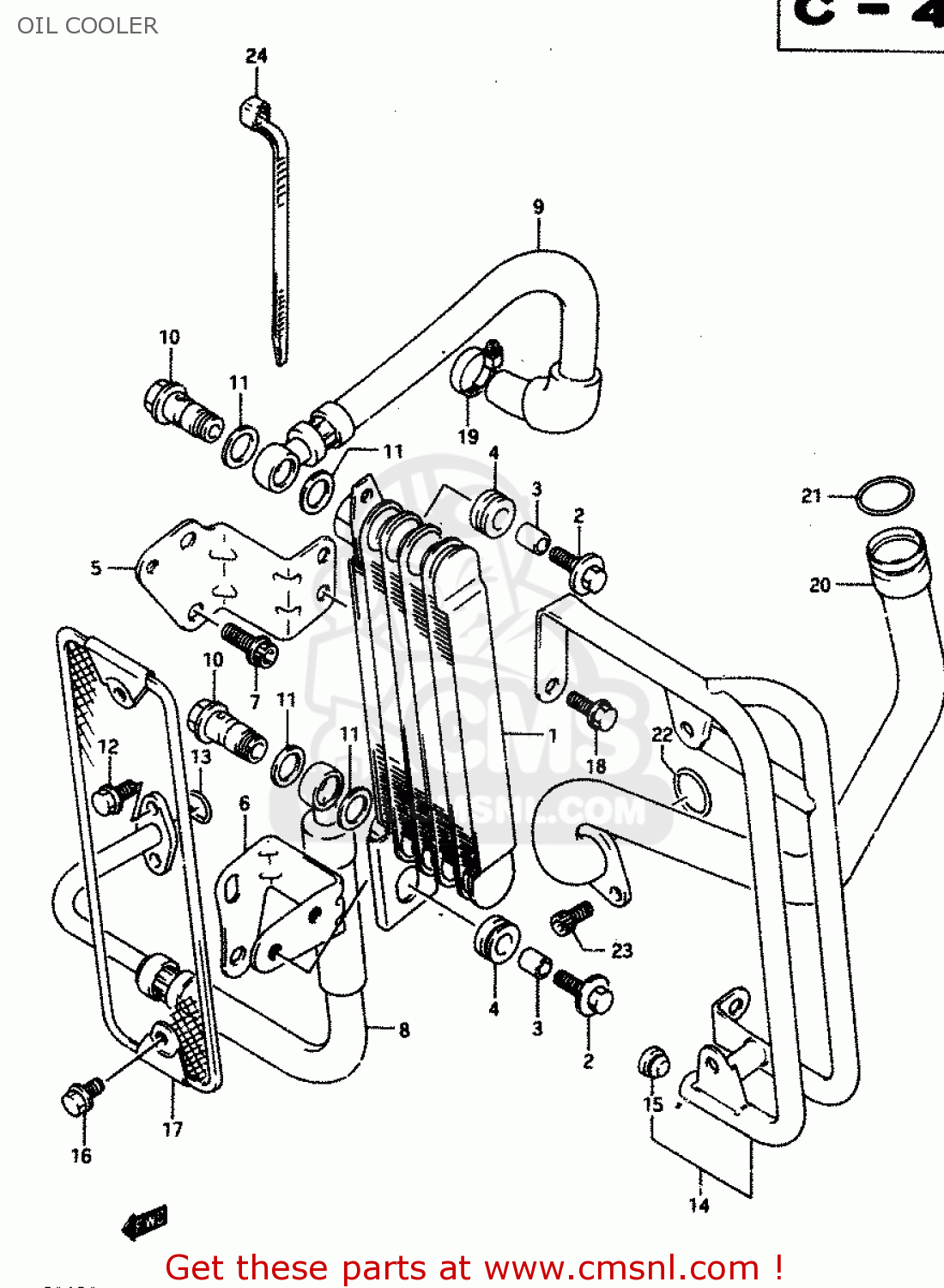 OIL COOLER DR650R 1990 (L) (E2 E4 E15 E16 E17 E18 E21 E22 E24 E25 E34 E39 E