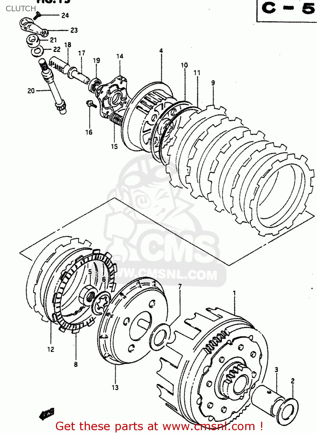 CLUTCH DR650R 1990 (L) (E2 E4 E15 E16 E17 E18 E21 E22 E24 E25 E34 E39 E