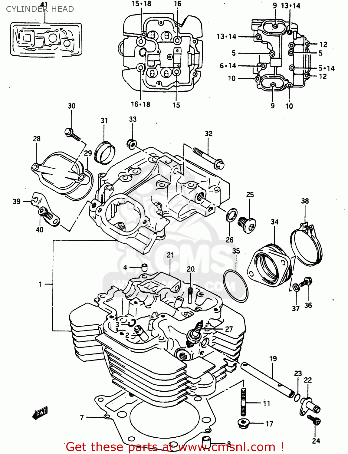 CYLINDER HEAD DR650R 1990 (L) (E2 E4 E15 E16 E17 E18 E21 E22 E24 E25 E34 E39 E