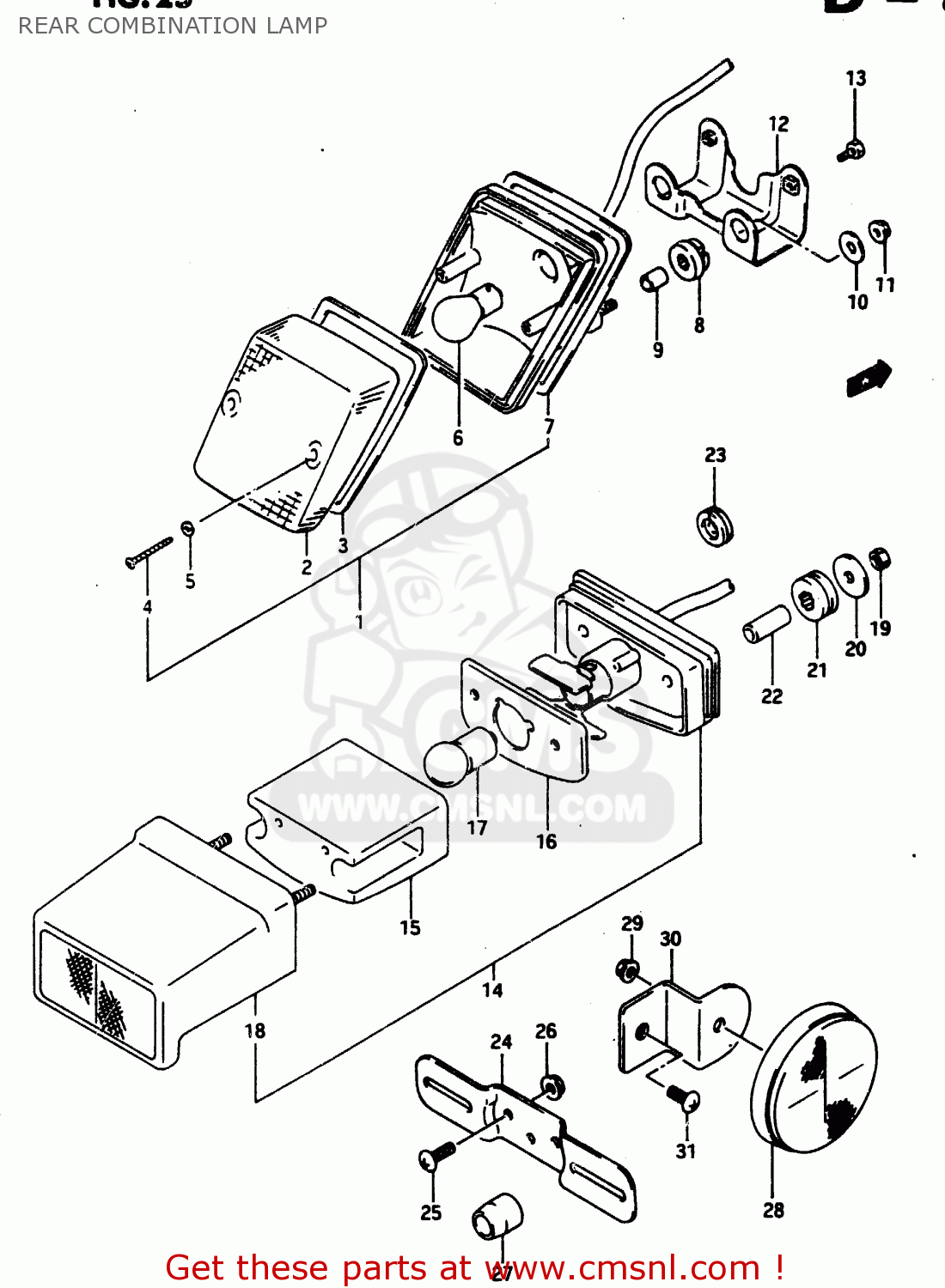 REAR COMBINATION LAMP DR650R 1990 (L) (E2 E4 E15 E16 E17 E18 E21 E22 E24 E25 E34 E39 E