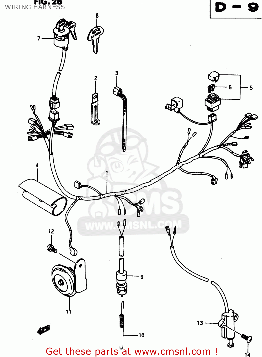 WIRING HARNESS DR650R 1990 (L) (E2 E4 E15 E16 E17 E18 E21 E22 E24 E25 E34 E39 E
