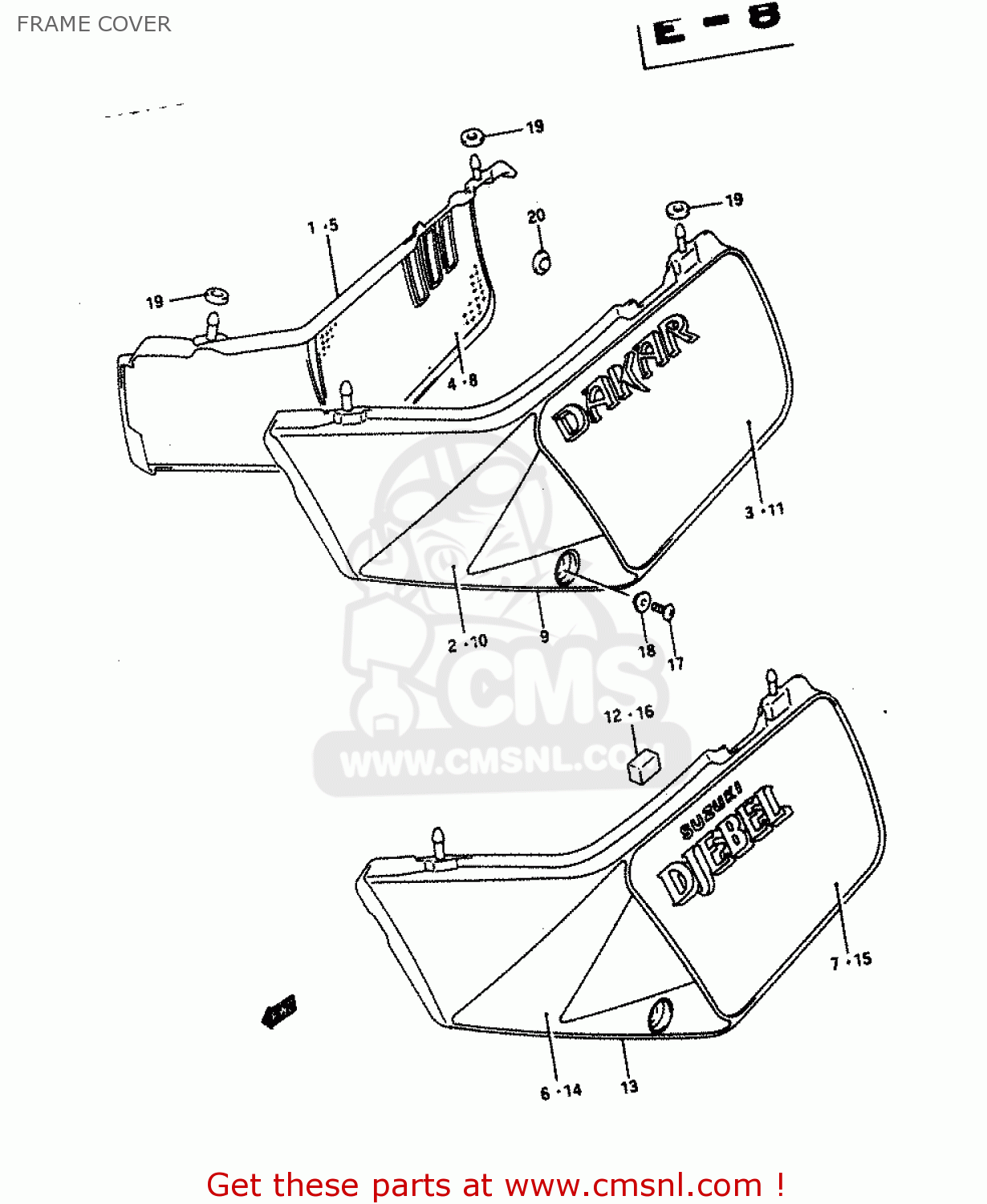FRAME COVER DR650R 1990 (L) (E2 E4 E15 E16 E17 E18 E21 E22 E24 E25 E34 E39 E