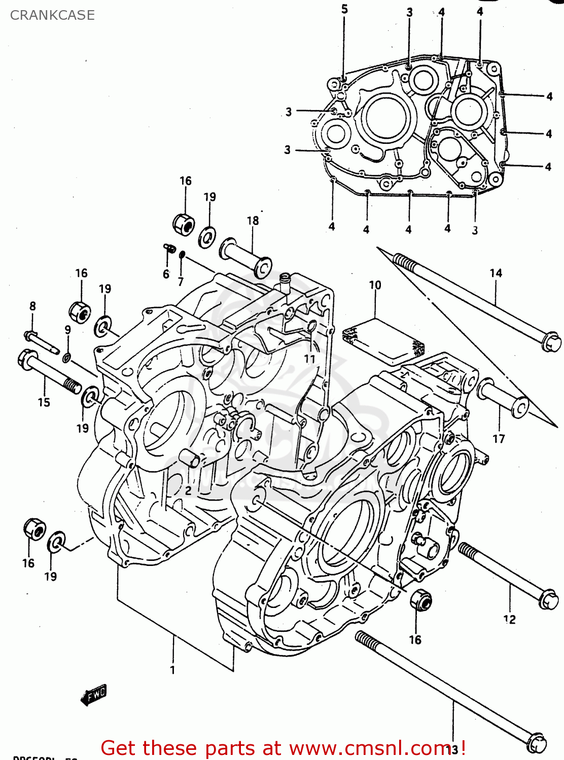 CRANKCASE DR650R 1990 (L) (E2 E4 E15 E16 E17 E18 E21 E22 E24 E25 E34 E39 E