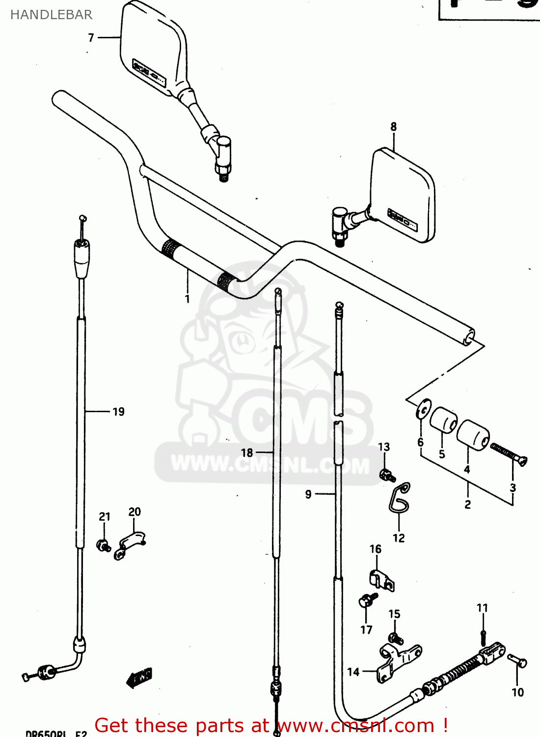 HANDLEBAR DR650R 1990 (L) (E2 E4 E15 E16 E17 E18 E21 E22 E24 E25 E34 E39 E