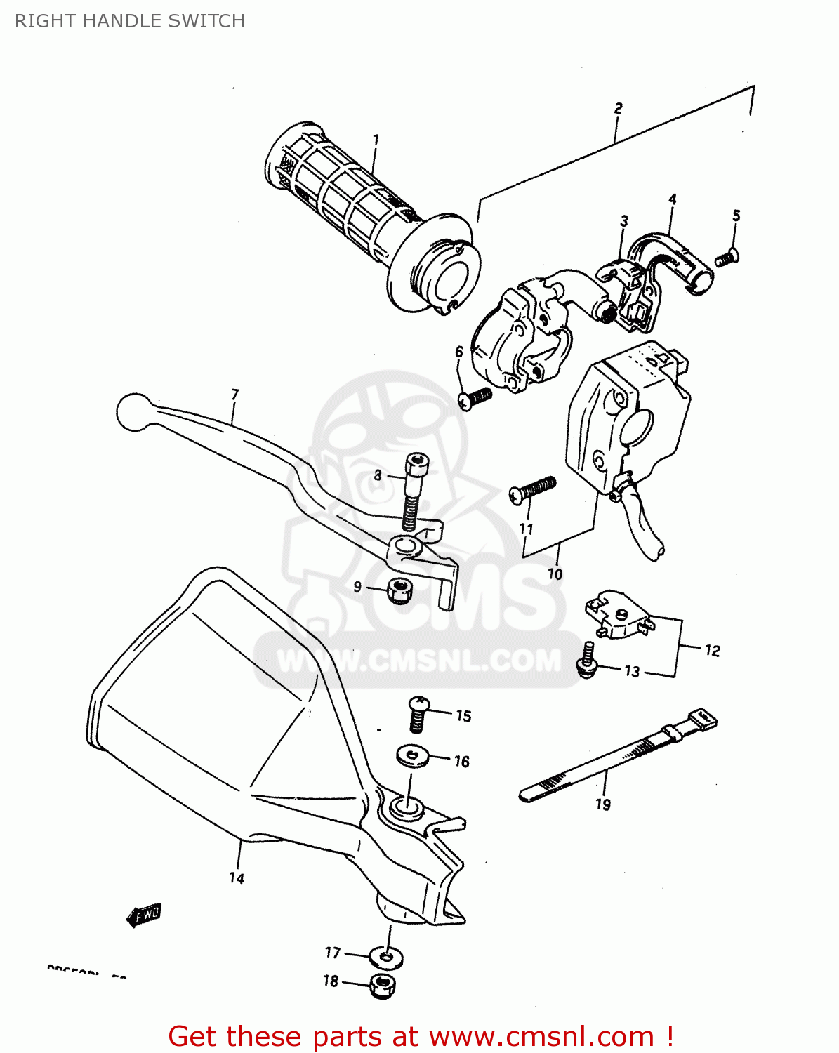 RIGHT HANDLE SWITCH DR650R 1990 (L) (E2 E4 E15 E16 E17 E18 E21 E22 E24 E25 E34 E39 E
