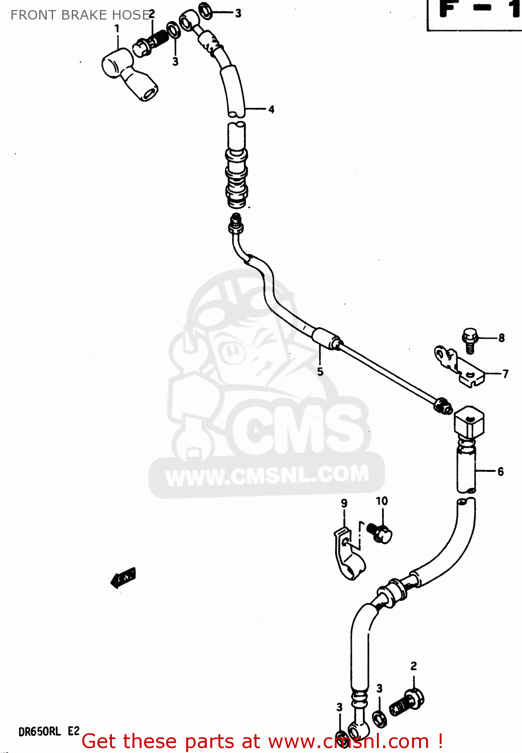 FRONT BRAKE HOSE DR650R 1990 (L) (E2 E4 E15 E16 E17 E18 E21 E22 E24 E25 E34 E39 E