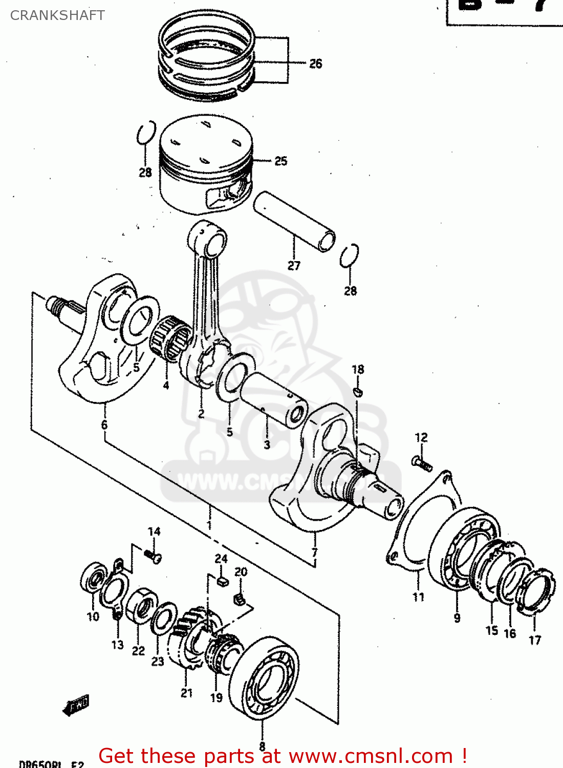 CRANKSHAFT DR650R 1990 (L) (E2 E4 E15 E16 E17 E18 E21 E22 E24 E25 E34 E39 E