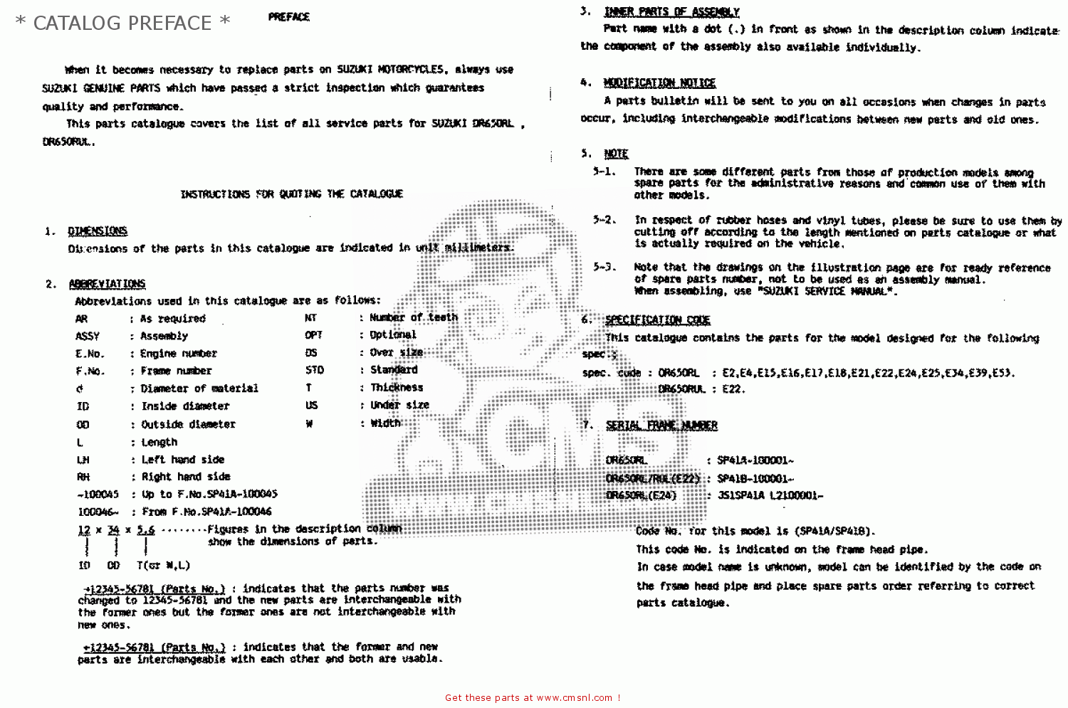 * CATALOG PREFACE * DR650R 1990 (L) (E2 E4 E15 E16 E17 E18 E21 E22 E24 E25 E34 E39 E