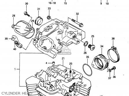 CYLINDER HEAD - DR650R 1990 (L) (E2 E4 E15 E16 E17 E18 E21 E22 E24 E25 E34 E39 E