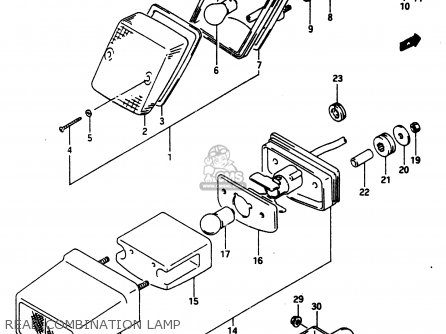 REAR COMBINATION LAMP - DR650R 1990 (L) (E2 E4 E15 E16 E17 E18 E21 E22 E24 E25 E34 E39 E