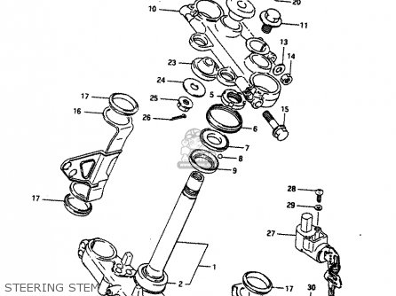 STEERING STEM - DR650R 1990 (L) (E2 E4 E15 E16 E17 E18 E21 E22 E24 E25 E34 E39 E