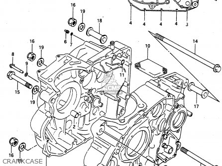 CRANKCASE - DR650R 1990 (L) (E2 E4 E15 E16 E17 E18 E21 E22 E24 E25 E34 E39 E