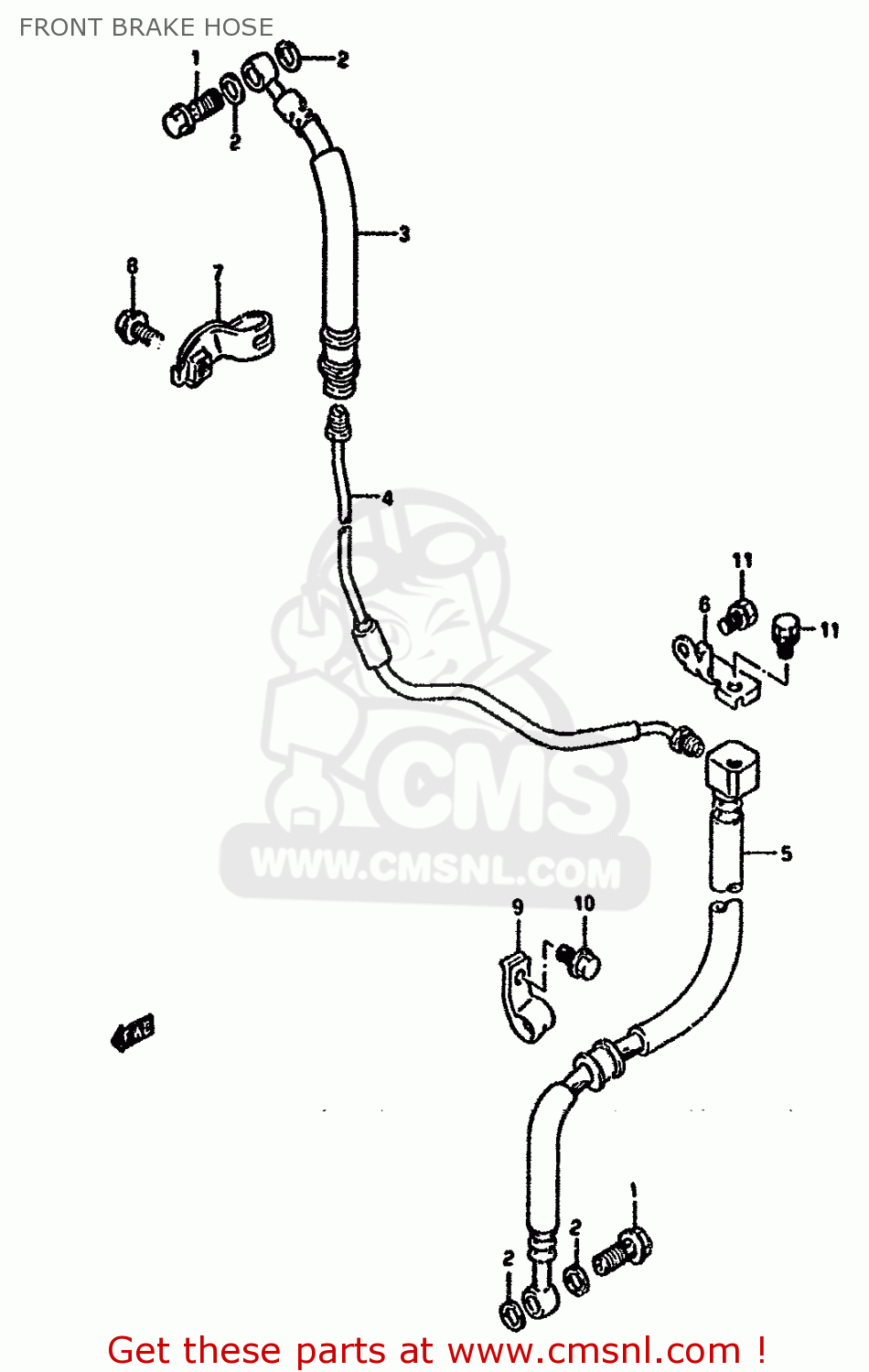 FRONT BRAKE HOSE DR650R 1992 (N) (E02 E04 E17 E18 E21 E22 E24 E34 E53)