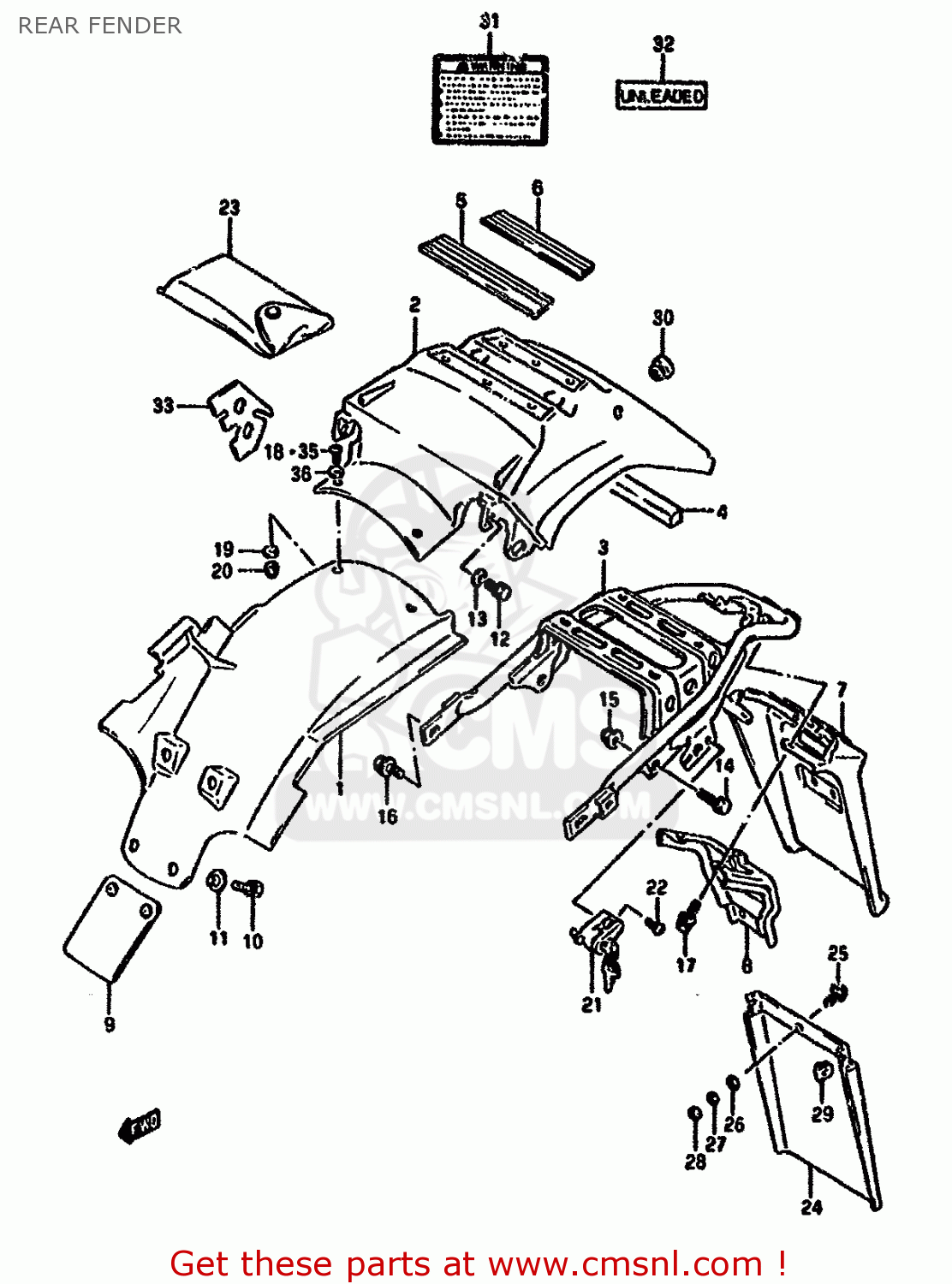 REAR FENDER DR650R 1993 (P) (E04 E17 E18 E21 E22 E24 E34 E53)