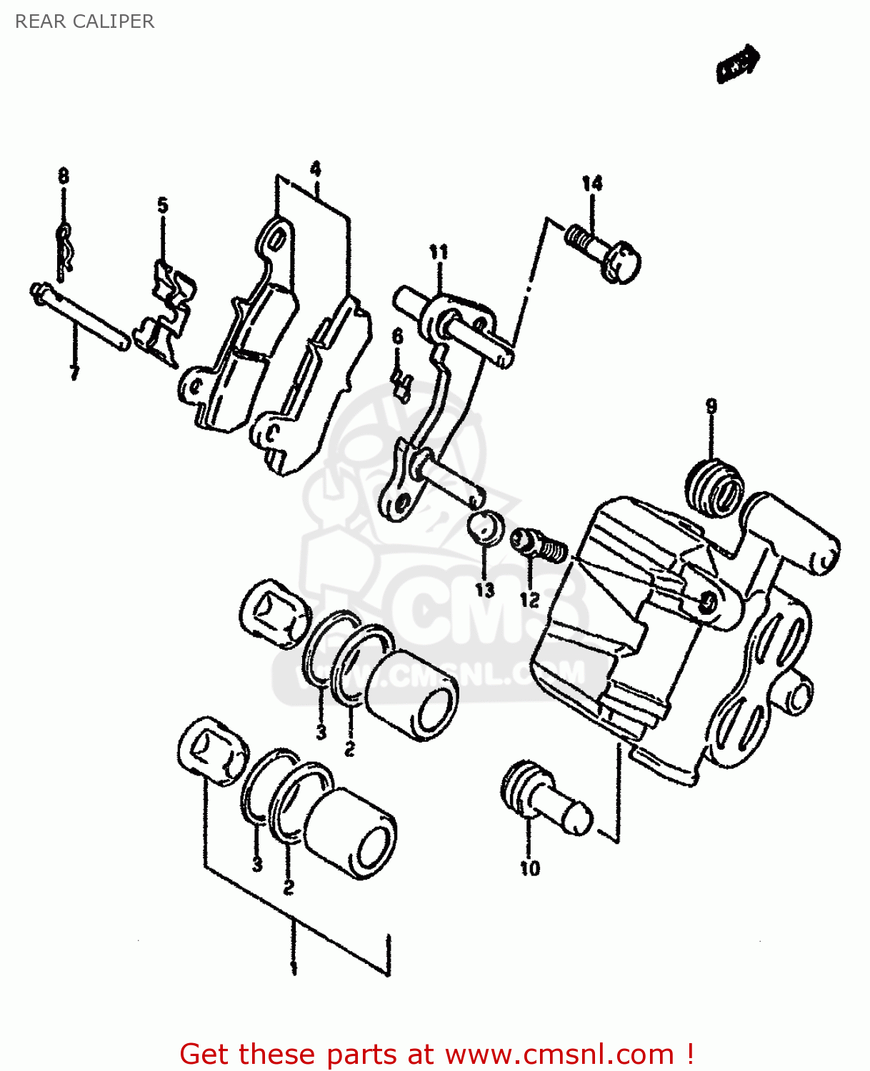 REAR CALIPER DR650R 1993 (P) (E04 E17 E18 E21 E22 E24 E34 E53)