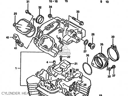 CYLINDER HEAD - DR650R 1993 (P) (E04 E17 E18 E21 E22 E24 E34 E53)