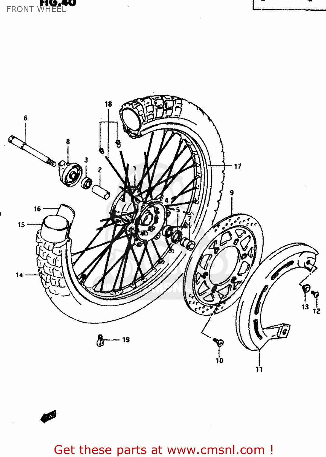 FRONT WHEEL DR650RE 1994 (R) (E02 E04 E17 E18)