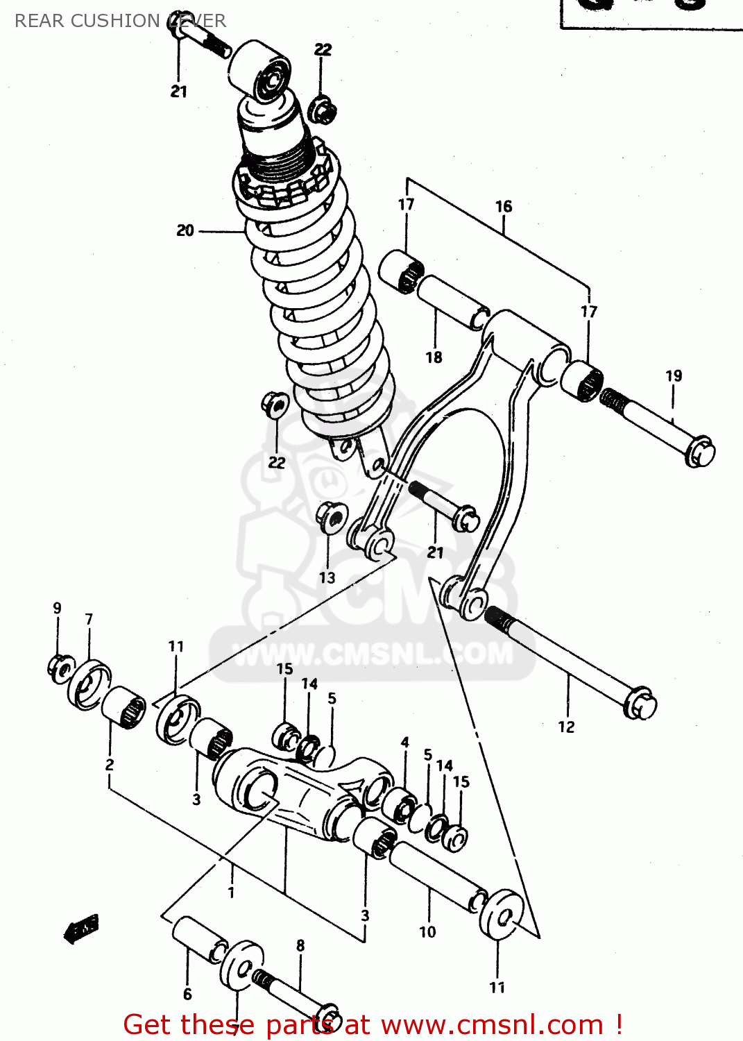 REAR CUSHION LEVER DR650RE 1994 (R) (E02 E04 E17 E18)