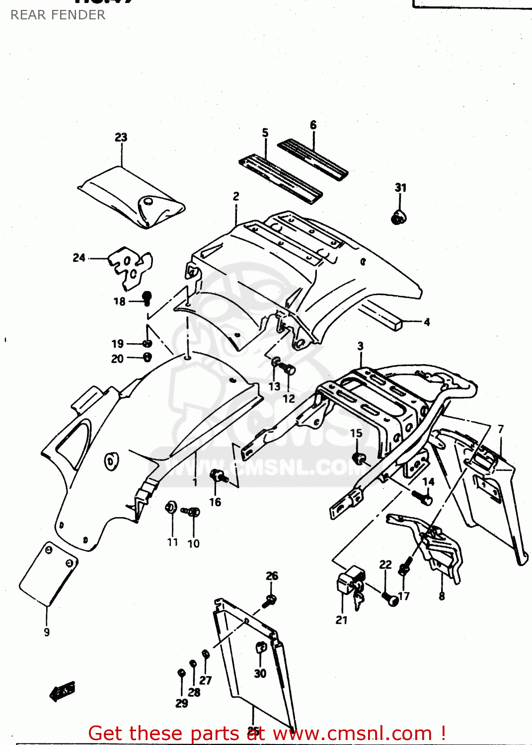 REAR FENDER DR650RE 1994 (R) (E02 E04 E17 E18)