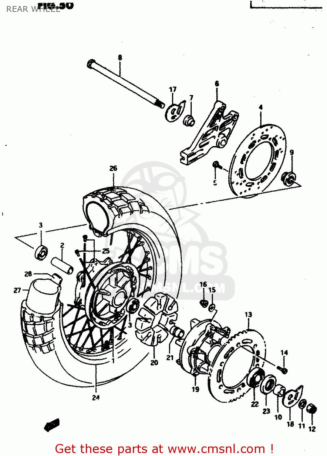 REAR WHEEL DR650RE 1994 (R) (E02 E04 E17 E18)