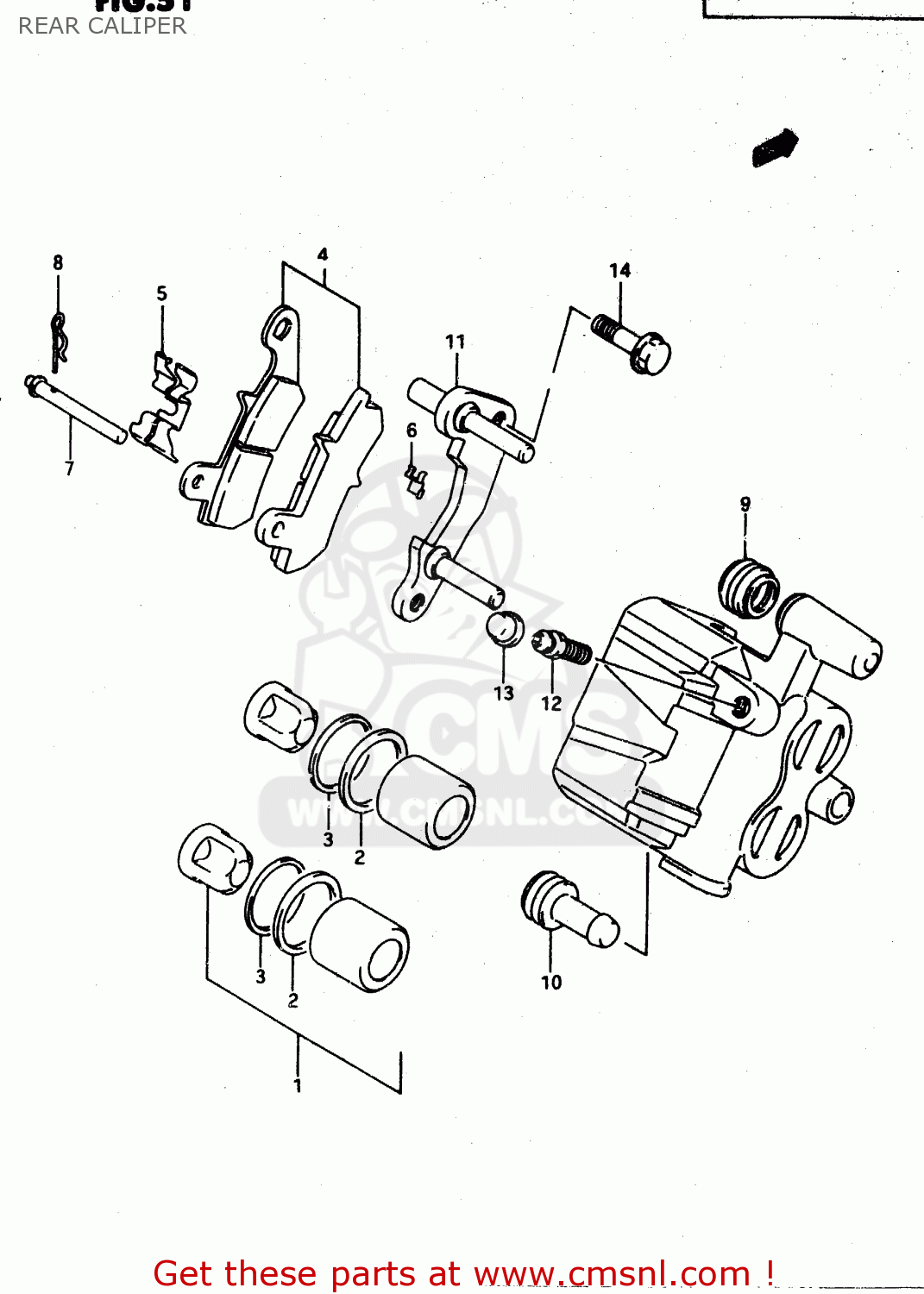 REAR CALIPER DR650RE 1994 (R) (E02 E04 E17 E18)
