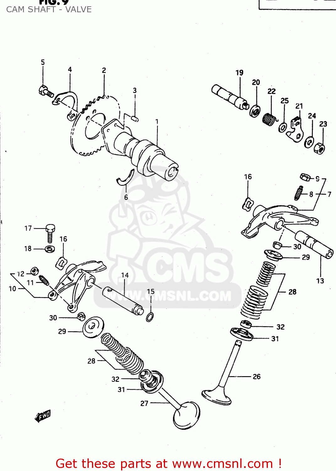 CAM SHAFT - VALVE DR650RE 1994 (R) (E02 E04 E17 E18)