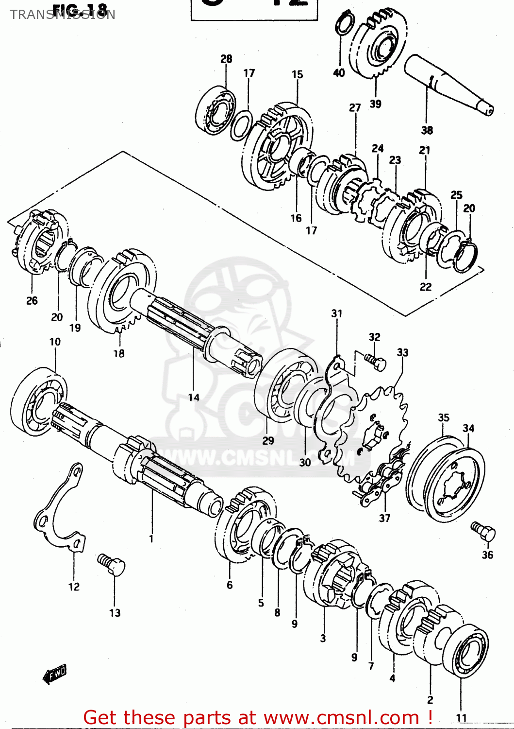 TRANSMISSION DR650RE 1995 (S) (E02 E04 E18)
