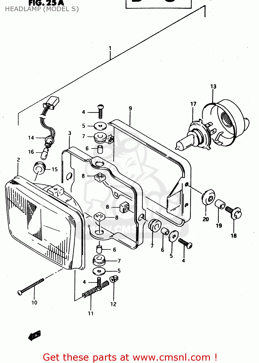 HEADLAMP (MODEL S) DR650RE 1995 (S) (E02 E04 E18)