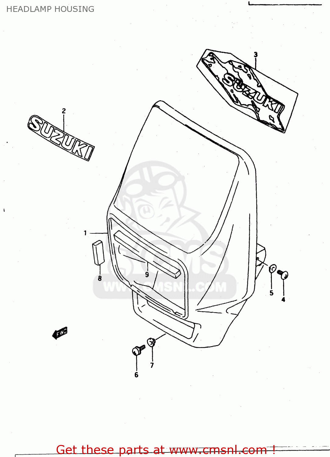 HEADLAMP HOUSING DR650RE 1995 (S) (E02 E04 E18)