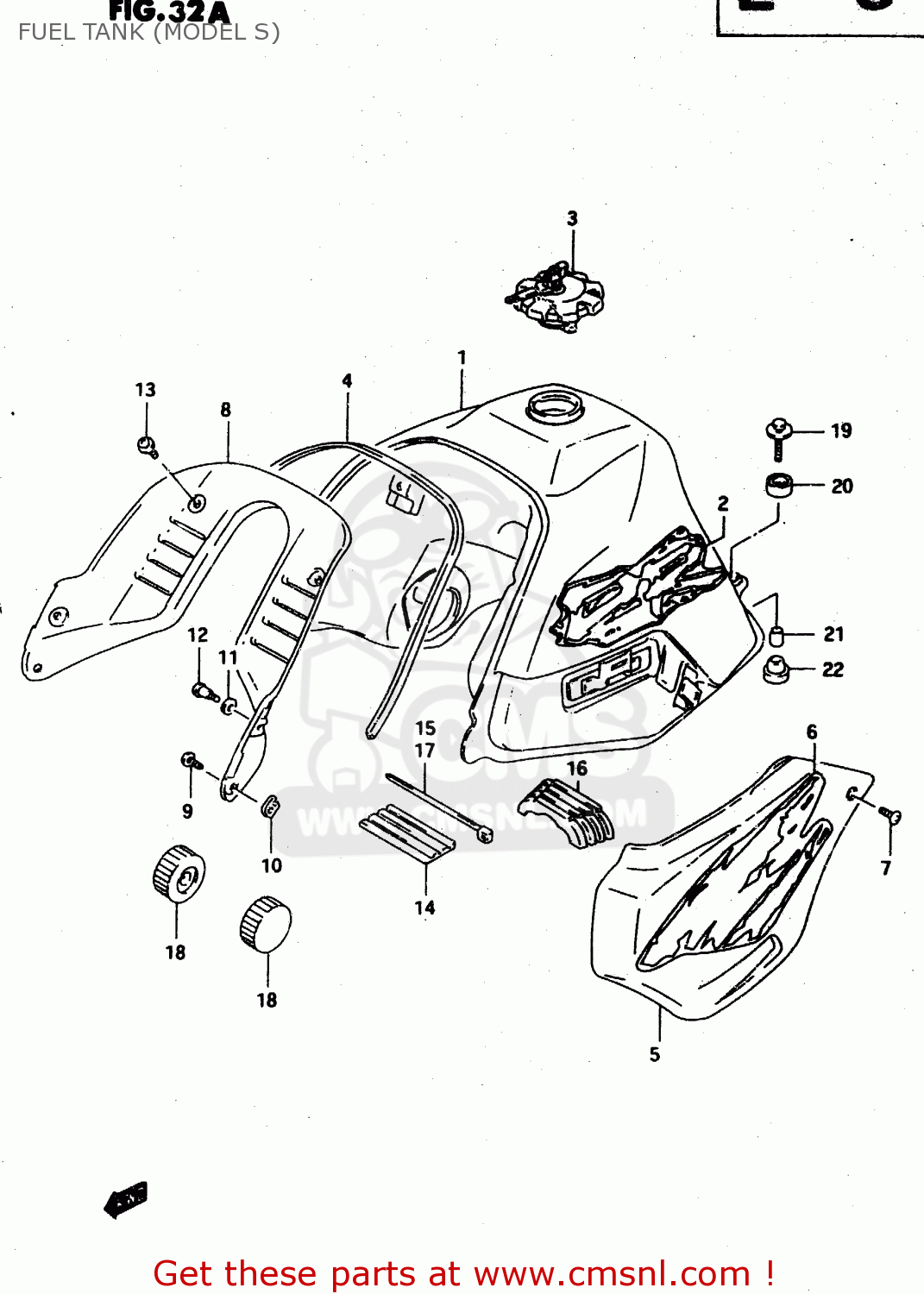 FUEL TANK (MODEL S) DR650REU 1994 (R) (E22)