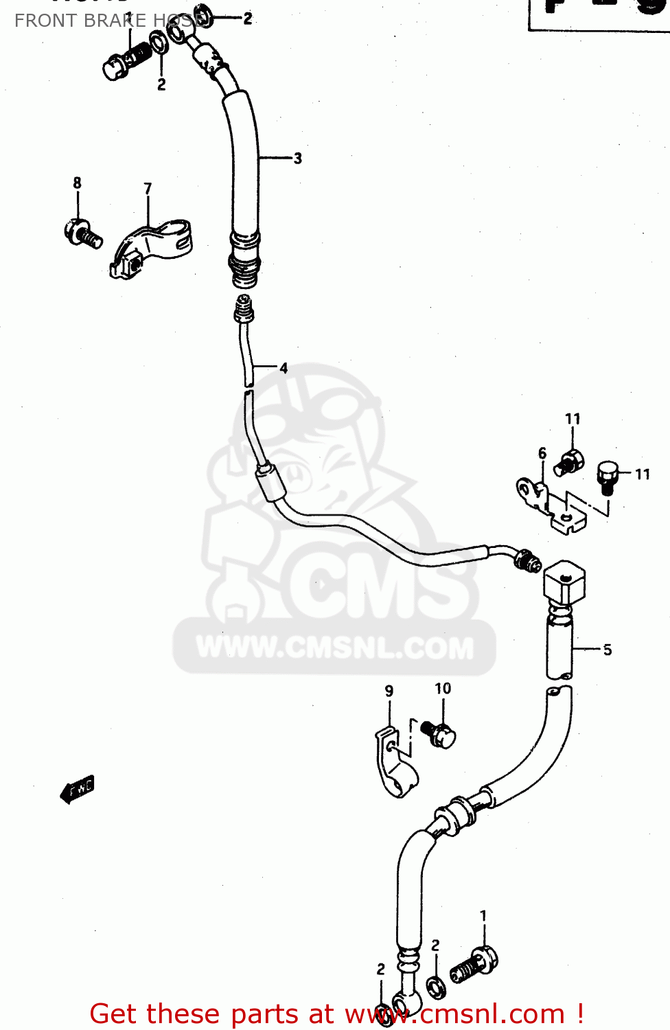 FRONT BRAKE HOSE DR650REU 1994 (R) (E22)