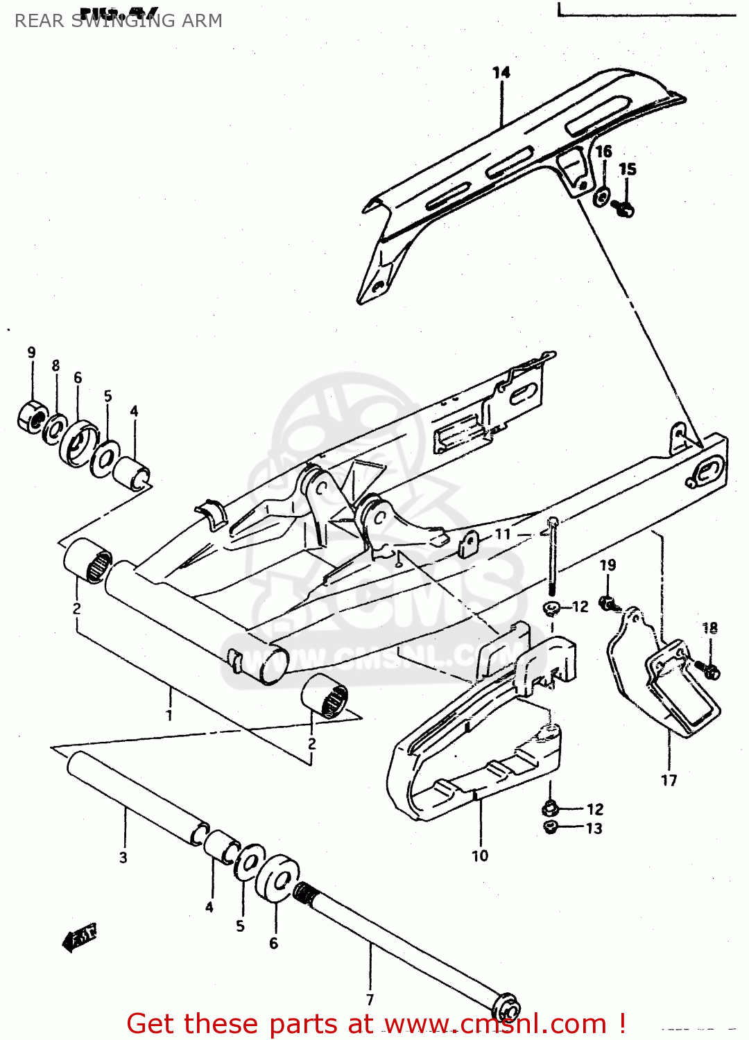 REAR SWINGING ARM DR650REU 1995 (S) (E22)