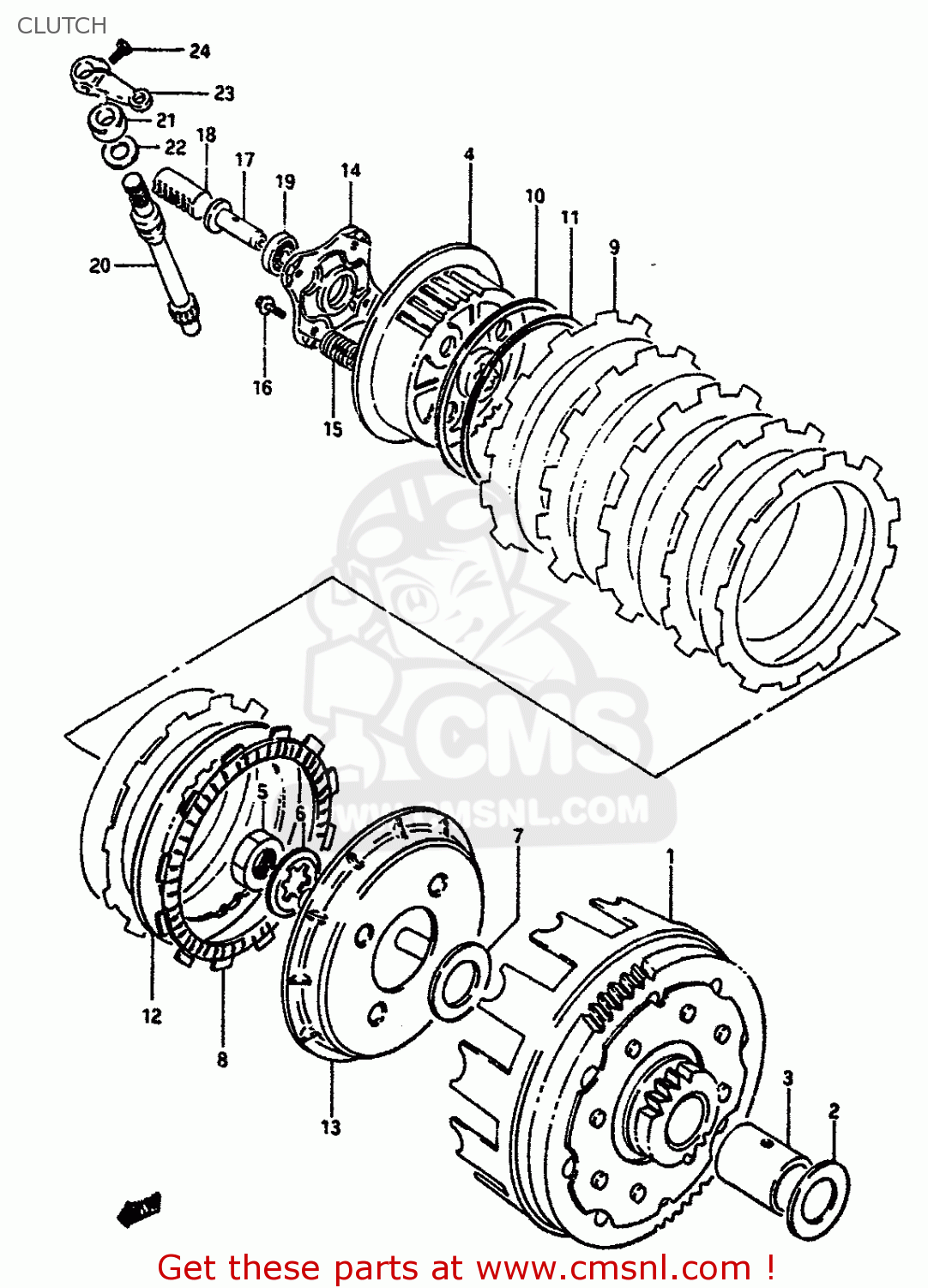 CLUTCH DR650RS 1990 (L) (2 4 15 E16 E17 E18 E21 E22 E24 E25 E34 E39 E53