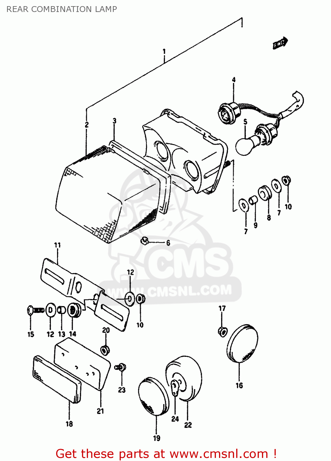 REAR COMBINATION LAMP DR650RS 1990 (L) (2 4 15 E16 E17 E18 E21 E22 E24 E25 E34 E39 E53