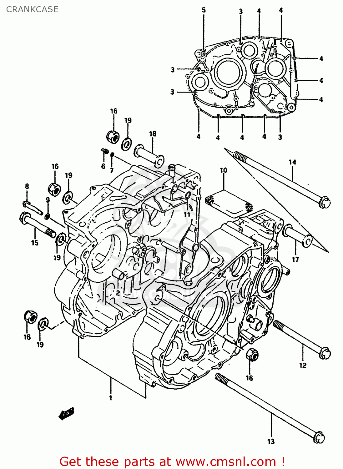 CRANKCASE DR650RS 1990 (L) (2 4 15 E16 E17 E18 E21 E22 E24 E25 E34 E39 E53