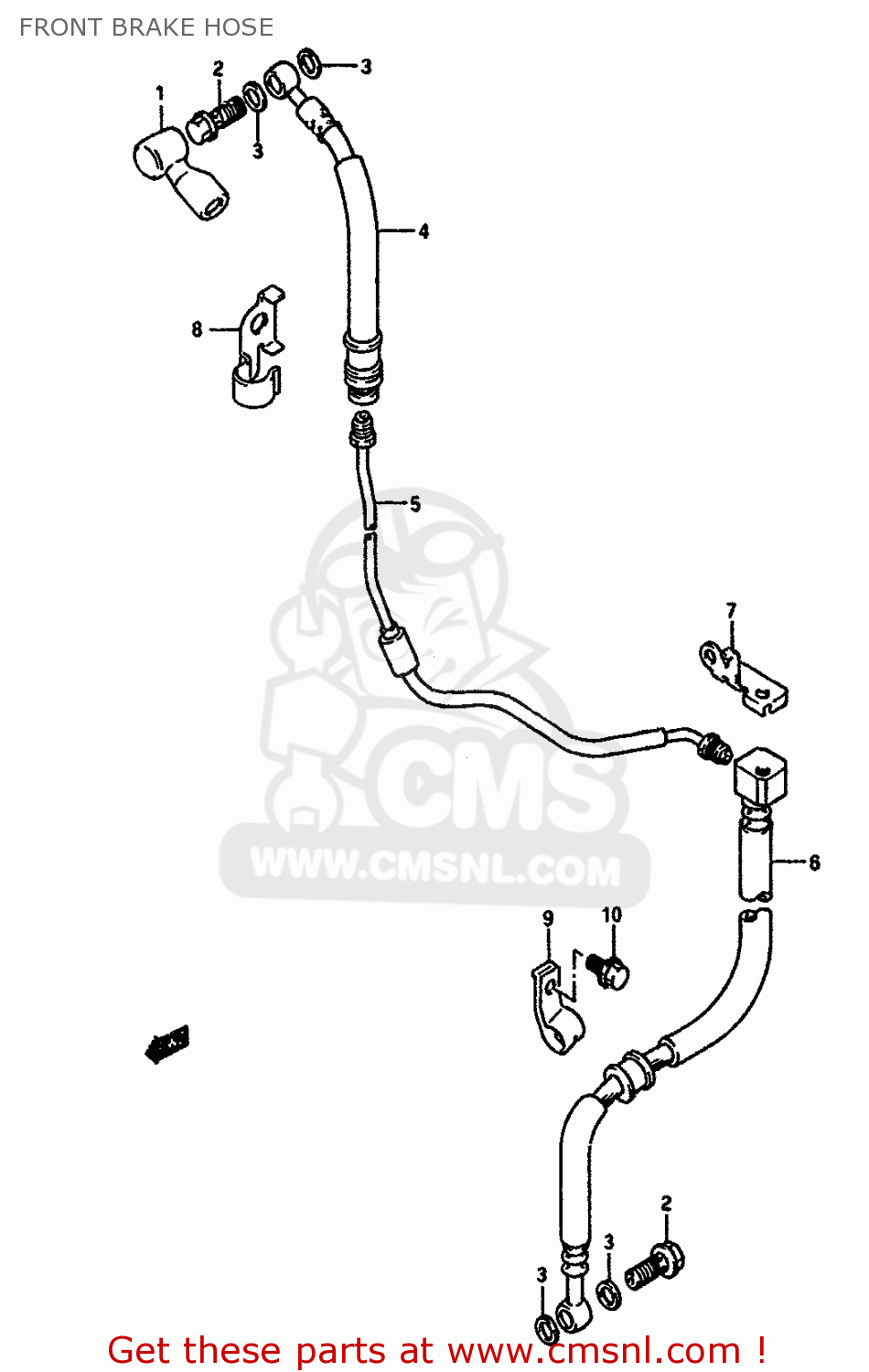 FRONT BRAKE HOSE DR650RS 1990 (L) (2 4 15 E16 E17 E18 E21 E22 E24 E25 E34 E39 E53