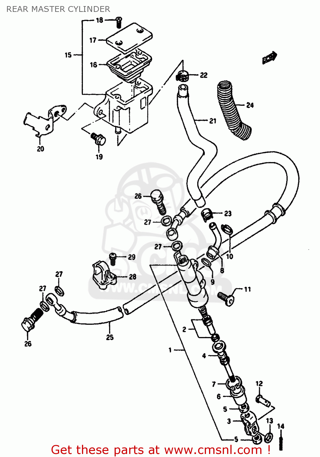 REAR MASTER CYLINDER DR650RS 1990 (L) (2 4 15 E16 E17 E18 E21 E22 E24 E25 E34 E39 E53