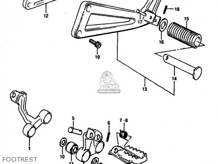 FOOTREST - DR650RS 1990 (L) (2 4 15 E16 E17 E18 E21 E22 E24 E25 E34 E39 E53