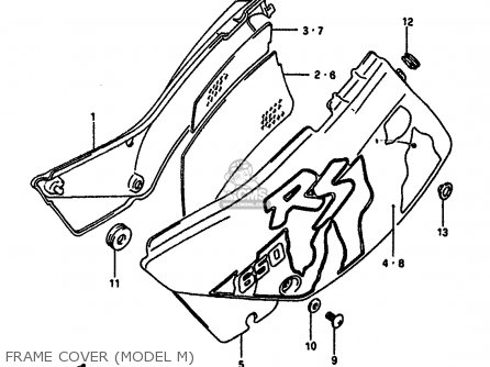 FRAME COVER (MODEL M) - DR650RS 1991 (M) (2 4 15 E16 E17 E18 E21 E22 E24 E25 E34 E39 E53