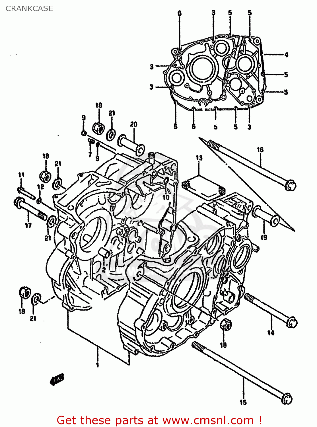 CRANKCASE DR650RSE 1992 (N) (E2 E4 E15 E16 E17 E18 E21 E22 E24 E25 E34 E53