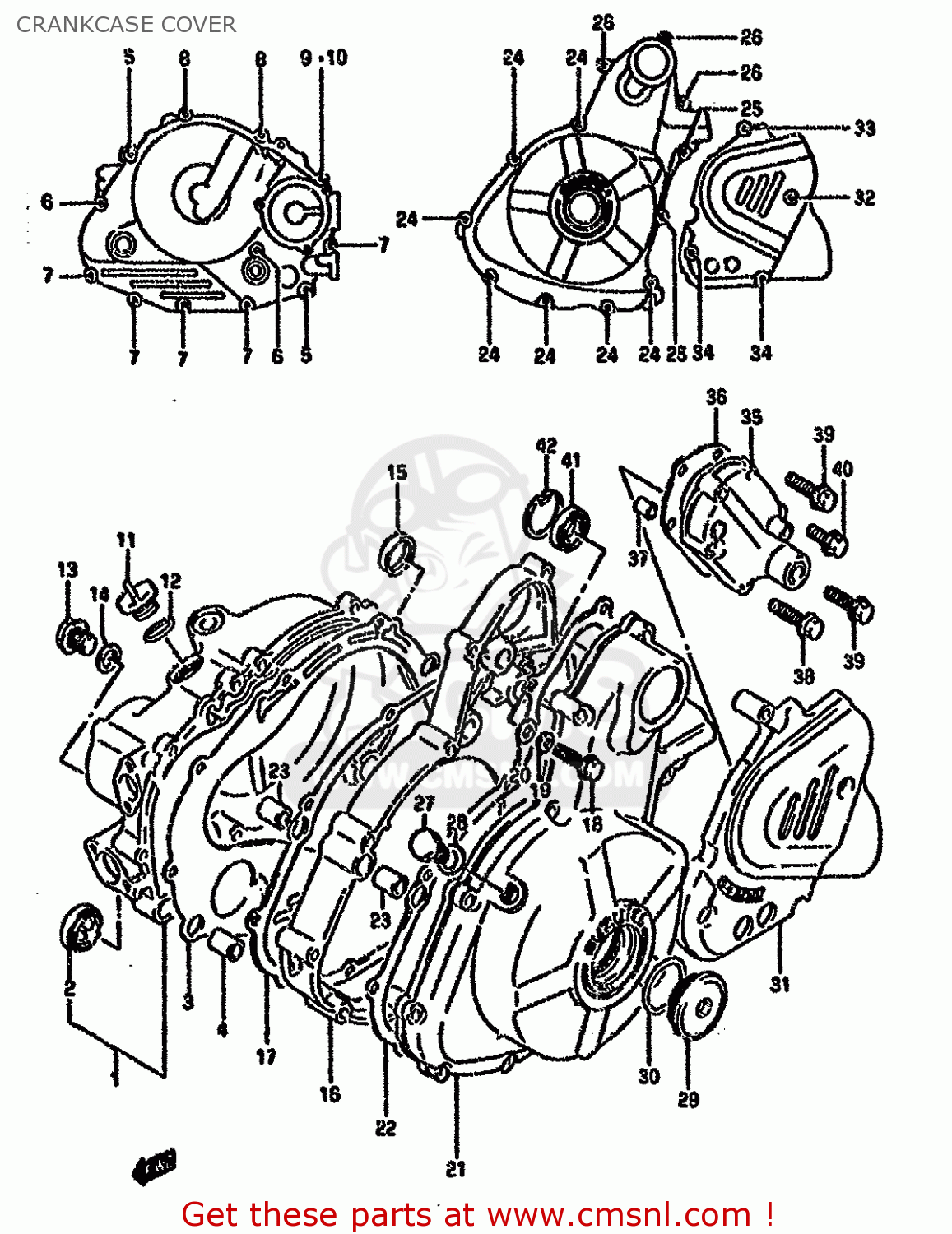CRANKCASE COVER DR650RSE 1996 (T) (E04 E18 E22 E34 E37)