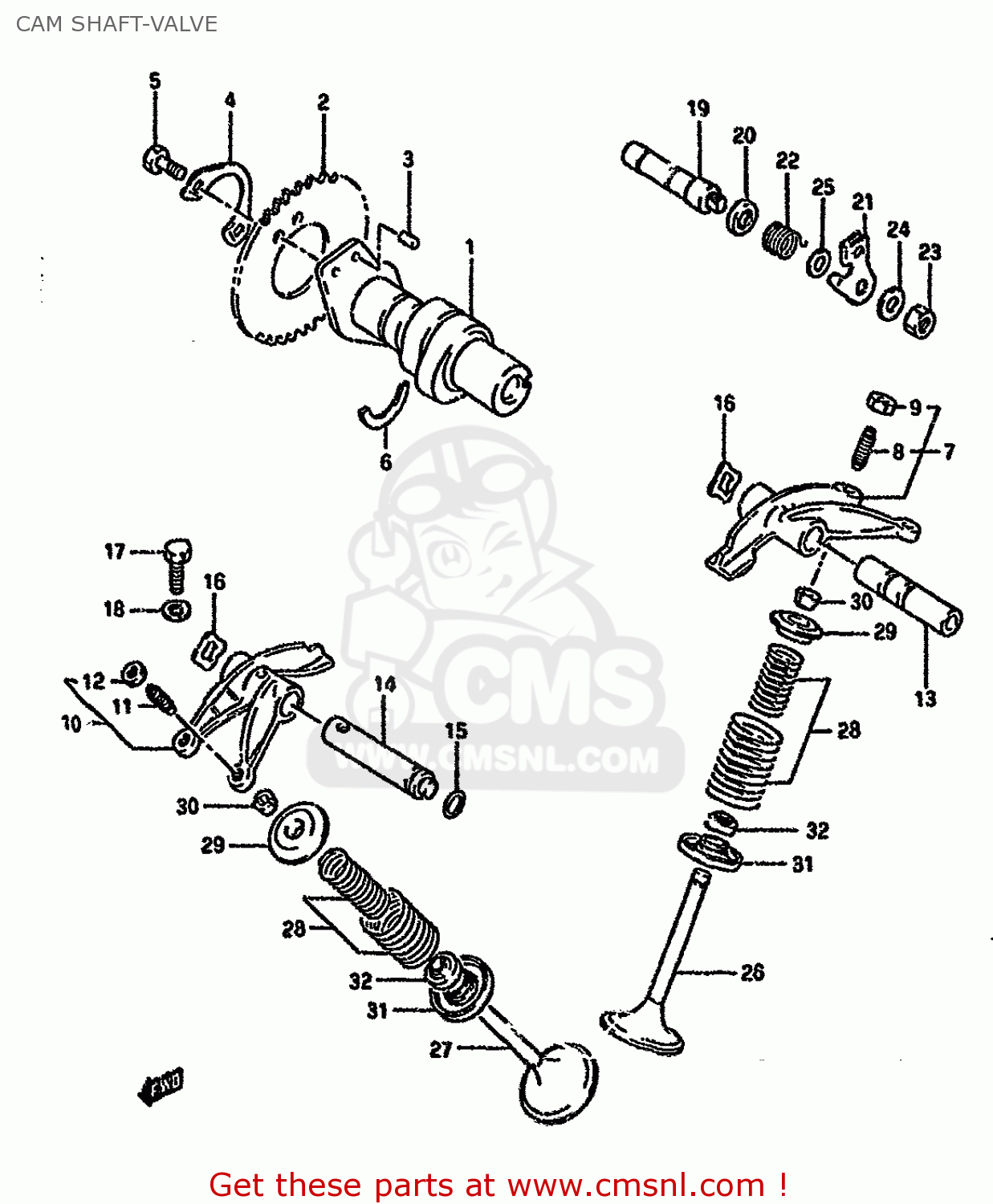 CAM SHAFT-VALVE DR650RSE 1996 (T) (E04 E18 E22 E34 E37)