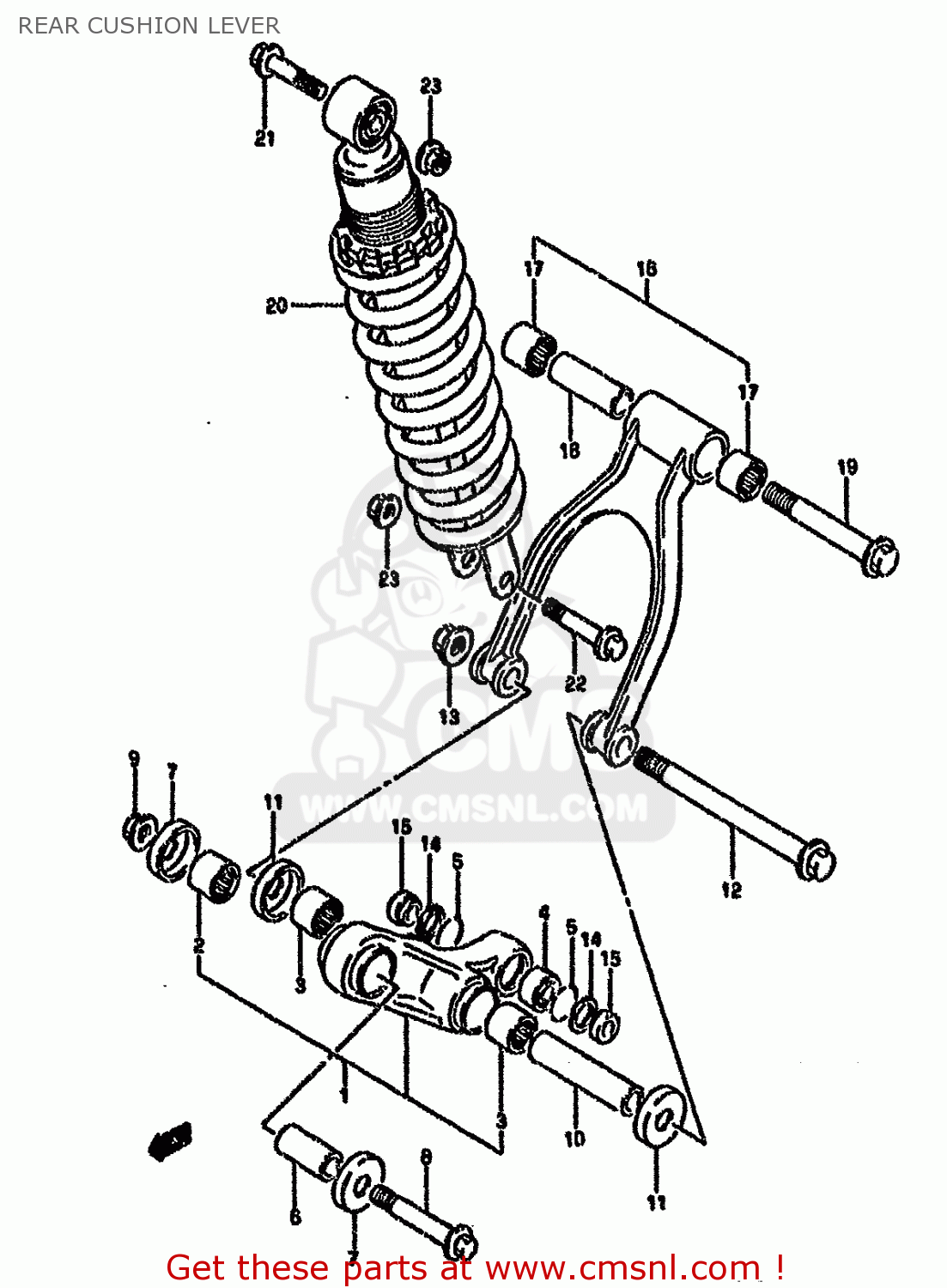 REAR CUSHION LEVER DR650RSEU 1991 (M) GERMANY (E22)