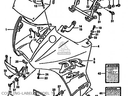 COWLING-LABEL (MODEL T) - DR650RSEU 1993 (P) GERMANY (E22)