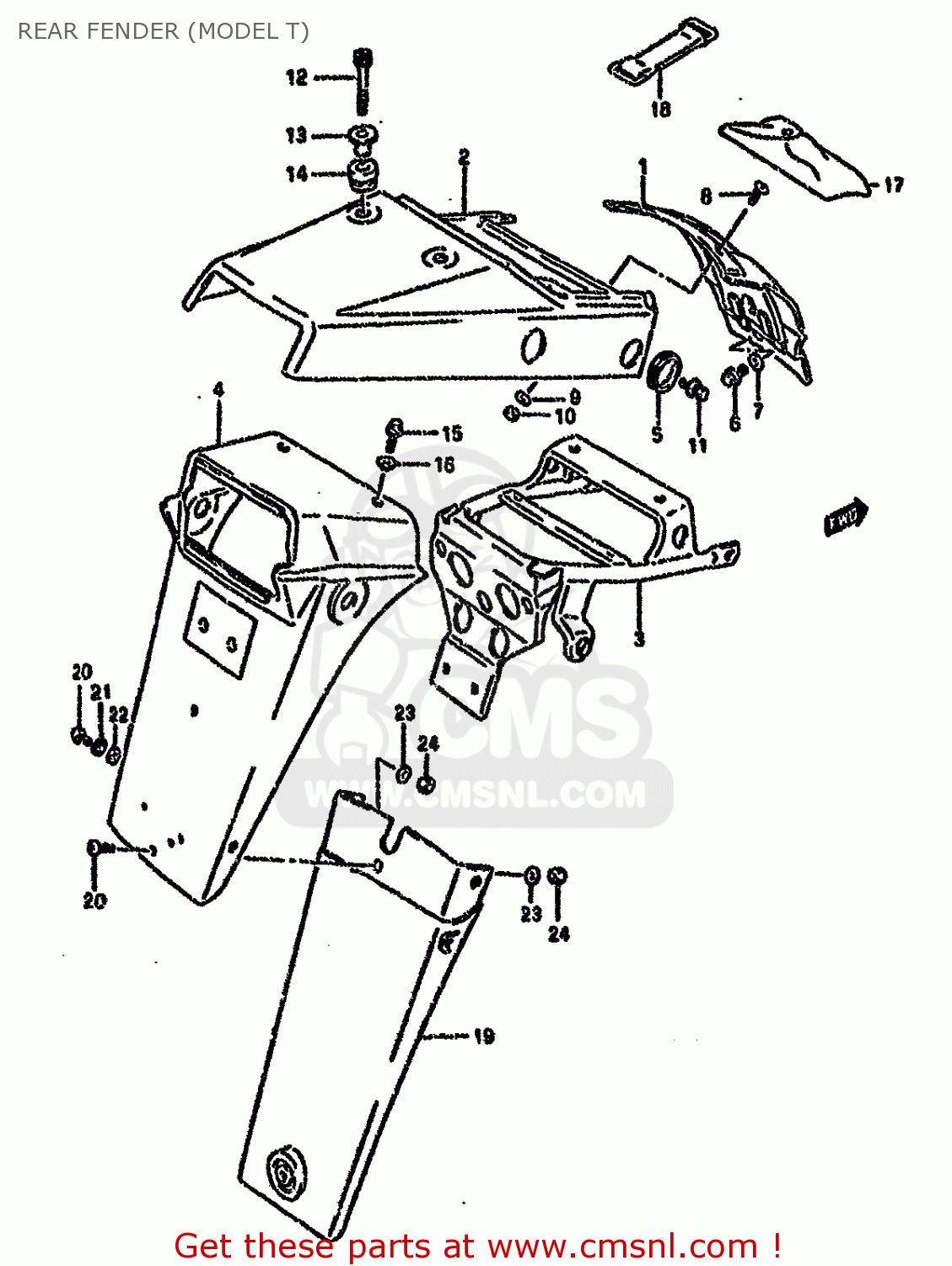 REAR FENDER (MODEL T) DR650RSEU 1995 (S) GERMANY (E22)