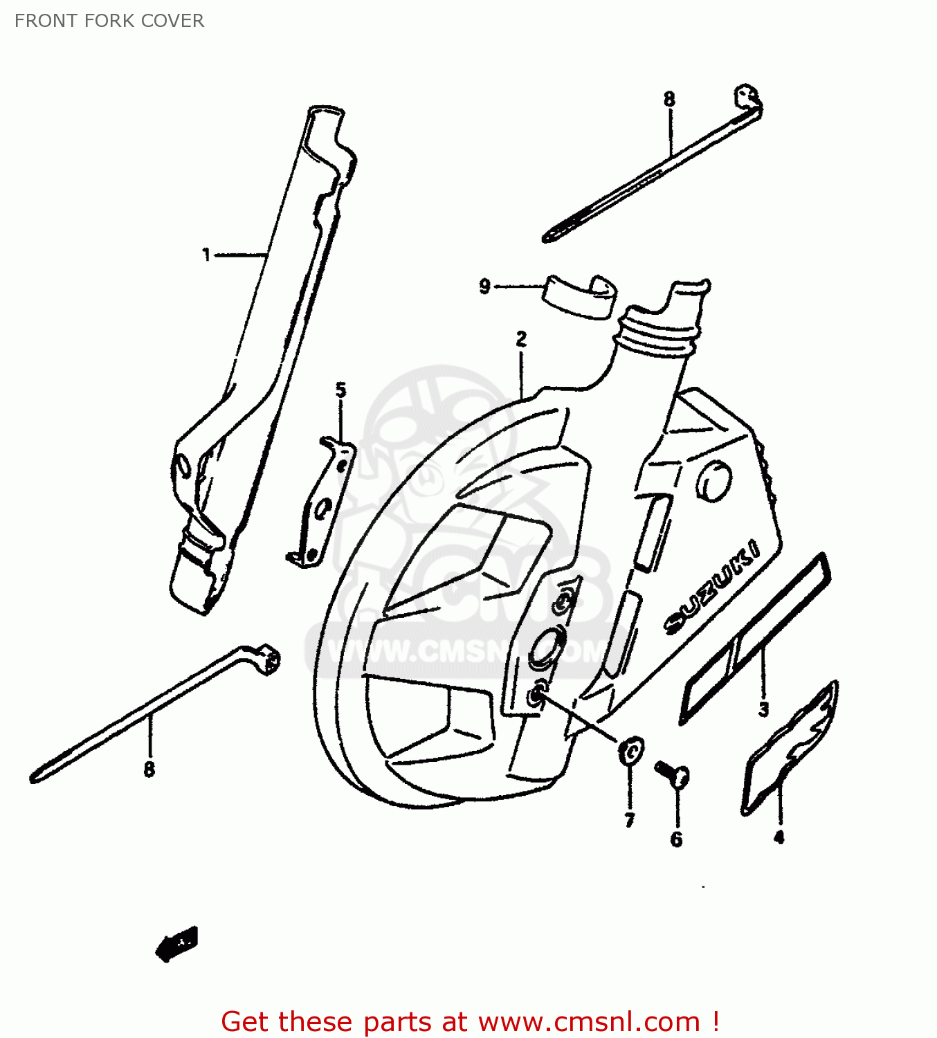 FRONT FORK COVER DR650RSU 1990 (L) GERMANY (E22)