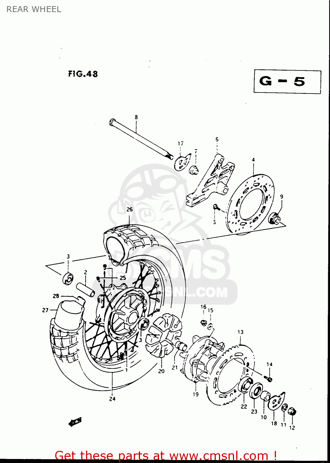 REAR WHEEL DR650RSU 1990 (L) GERMANY (E22)
